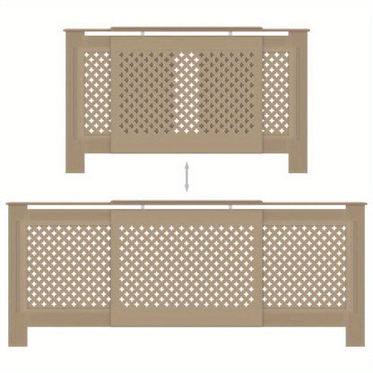 Radiatorombouw – Radiatorbekleding – Verwarmingombouw – Radiatoromkasting – Radiatorafdekking – 205 cm Lang – Duurzaam Gerecycled Hout – Geschikt Voor Binnen en Buiten – Eenvoudige Montage – Moderne Beige Afwerking