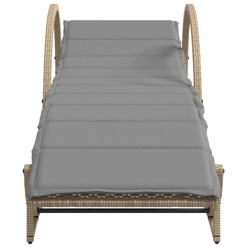 Lounger – Ligstoel – Tuinbank – Relaxstoel – Beige Kussen – Verstelbare Rugleuning – Wicker Resin Frame