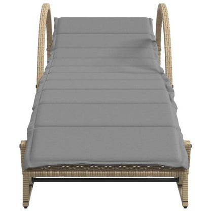 Lounger – Ligstoel – Tuinbank – Relaxstoel – Beige Kussen – Verstelbare Rugleuning – Wicker Resin Frame