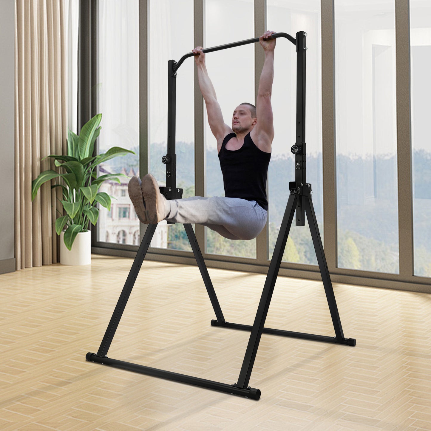 Pull-Up Bar – Optrekstang – Chin-Up Bar – Pull Up Station – Optrekstang Wandmontage – Verstelbare Hoogte 175-230 cm – Carbonstaal 200 kg Draagkracht