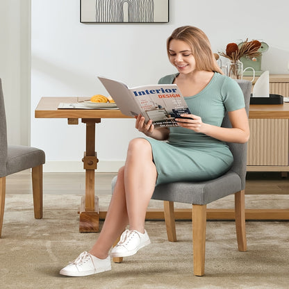 Eetkamerstoelen – Stoelen – Kuipstoelen – Eettafelstoelen – Meubel – Grijze Stoffen Bekleding – Zachte Gevulde Zitting – Stevig Houten Onderstel