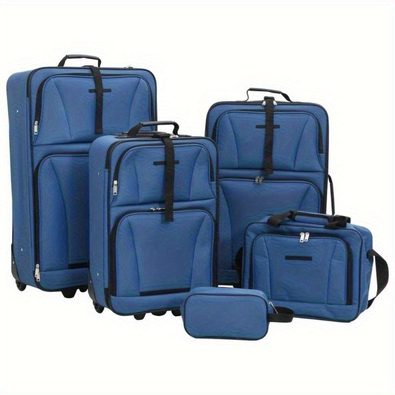 Kofferset – Reiskoffer Set – Bagageset – Trolley Koffer – Reistas – 5-delig – Blauw – Lichtgewicht Stof – Duurzaam Met ABS+PC