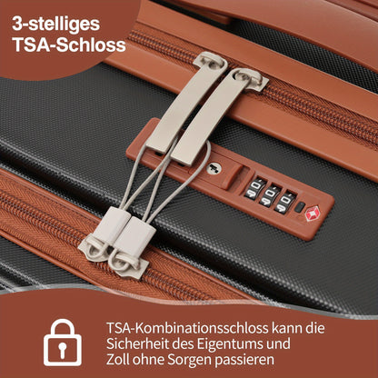 Kofferset – Reiskoffer Set – Trolley – Bagage – Ruimbagage – Innovatief Voorvak Met Rits – Opvouwbare Bekerhouder – Lichtgewicht ABS – 360° Wielen