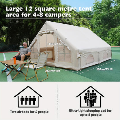 Campingtent – Kampeertent – Familietent – Opblaasbare Tent – Festival Tent – 10-Persoons – Snel Op te Zetten – Waterafstotend Oxford Polyester