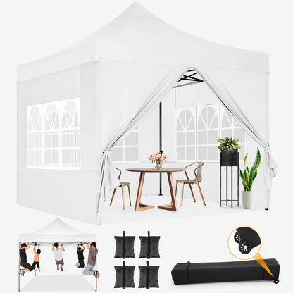Pop-up Partytent – Klap Tent – Vouwtent – Markt Tent – Evenemententent – 3,05×3,05 Meter – 4 Afsluitbare Zijwanden – Verstelbare Hoogte