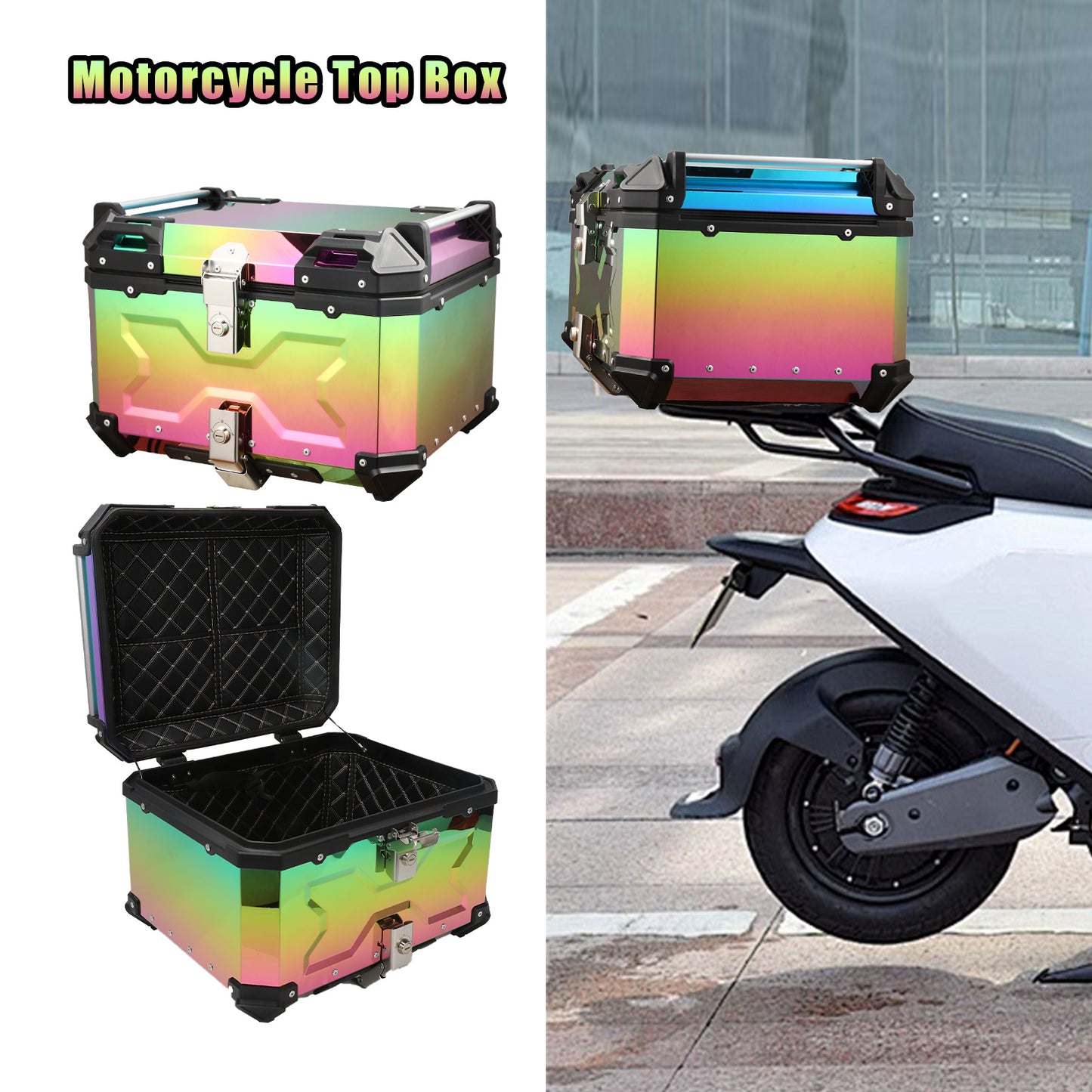 Motor Topkoffer – Motor Koffer – Achterkoffer – Bagagekoffer – Helm Koffer – 65 Liter Inhoud – Waterdicht Aluminium