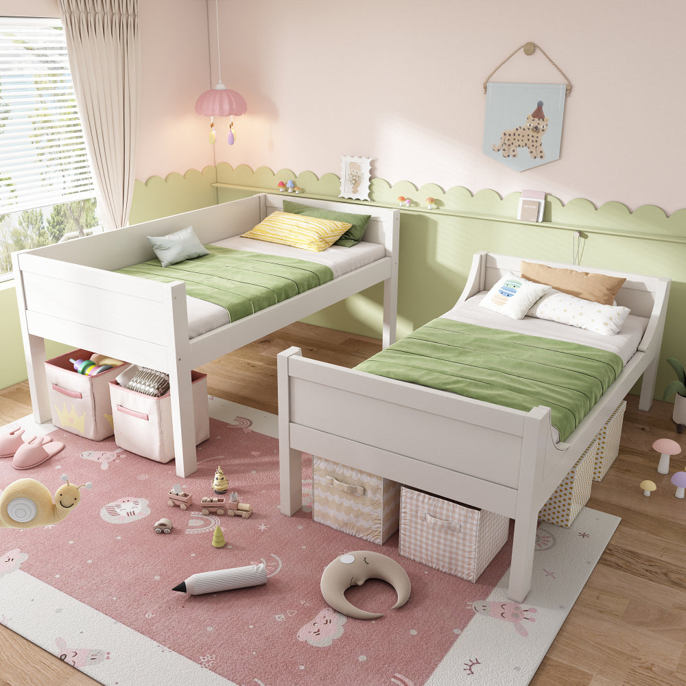 Hoogslaper – Stapelbed – Kinderbed – Eenpersoonsbed – Mezzaninebed – Wit – 90x200 cm – Stevige Metalen Constructie – Ruimtebesparend & Multifunctioneel
