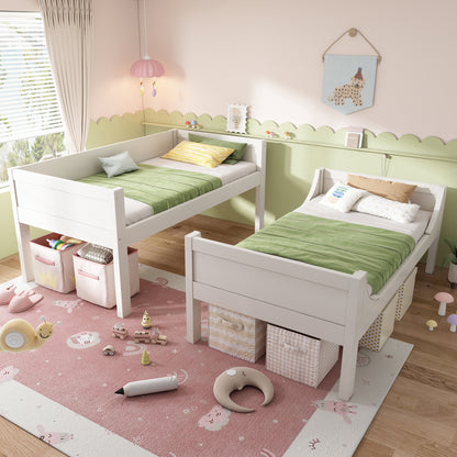 Hoogslaper – Stapelbed – Kinderbed – Eenpersoonsbed – Mezzaninebed – Wit – 90x200 cm – Stevige Metalen Constructie – Ruimtebesparend & Multifunctioneel