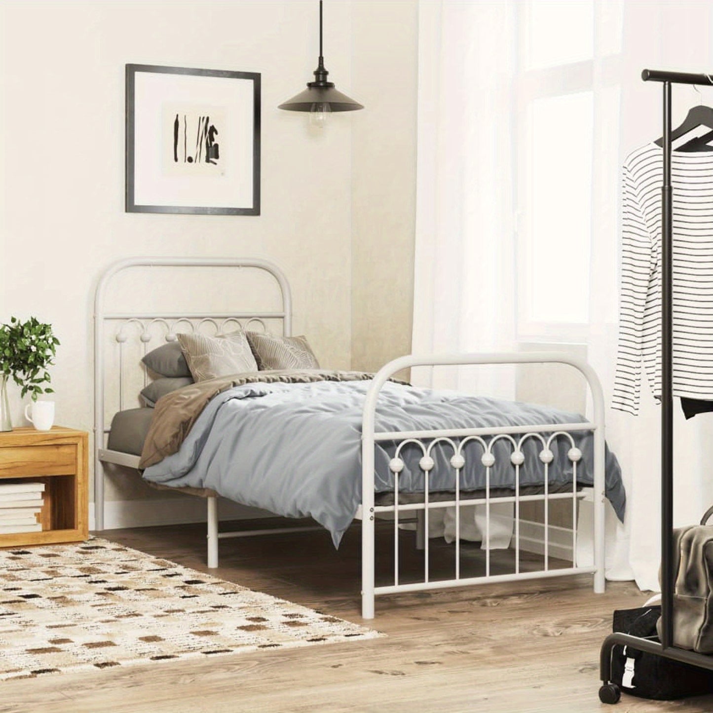 Bedframe – Bed – Eenpersoonsbed – Kinderbed – Slaapkamerbed – Met Hoofd- En Voetbord – Stevig Metaal – Compact 75x190 cm