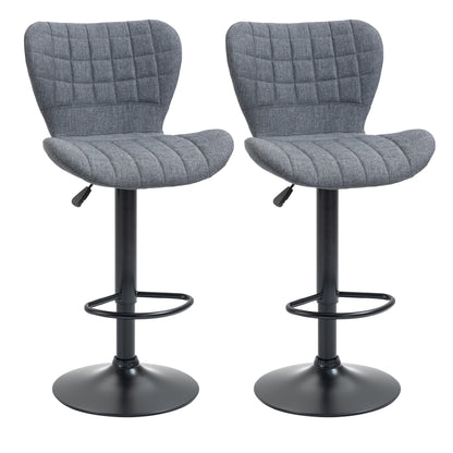 Barkrukken – Barstoelen – Krukken – Hoge Stoelen – Verstelbare Barkrukken – Grijze Fluwelen Bekleding – 360° Draaibaar – Zithoogte Verstelbaar 61-81 cm