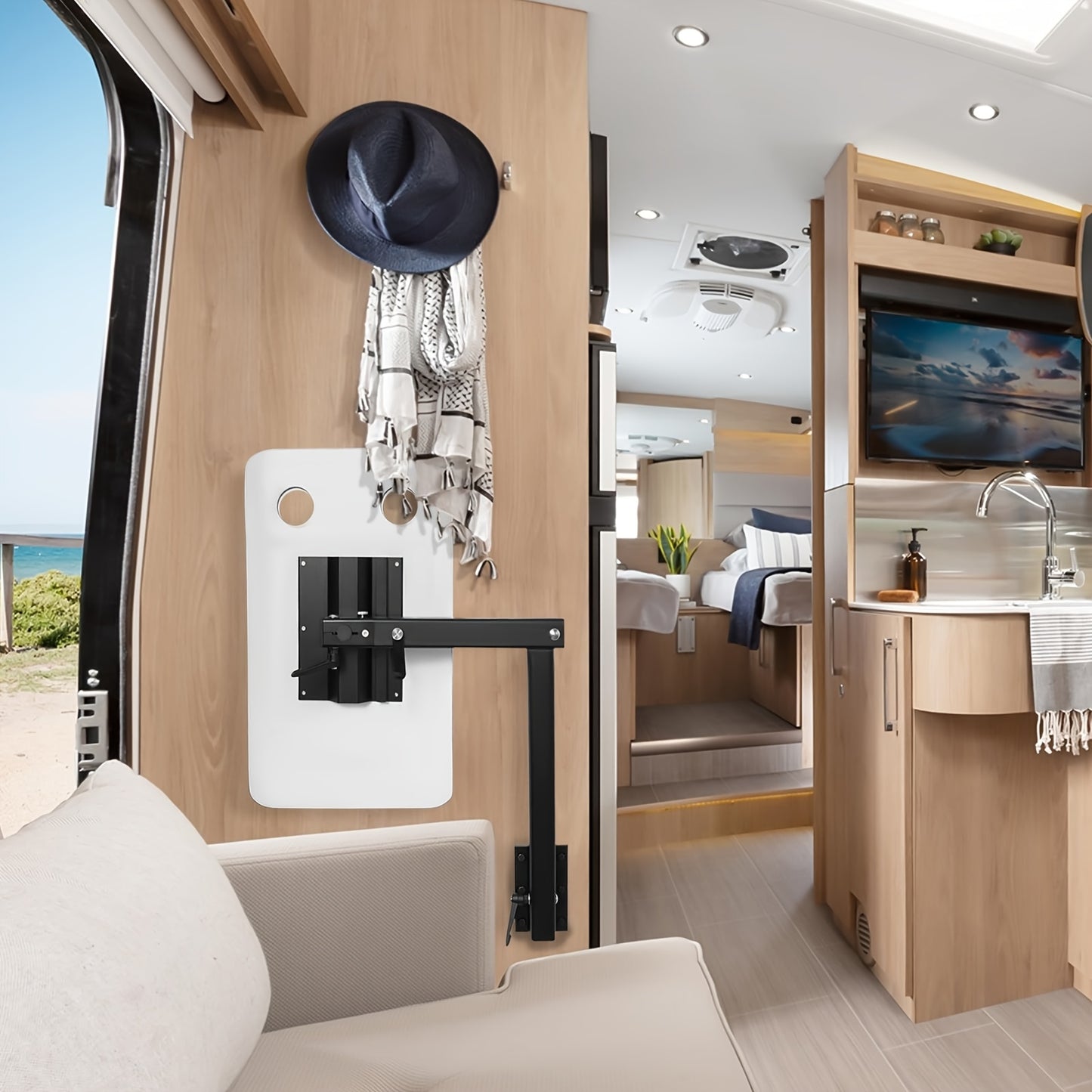 Tafelpoot – Kampeertafel Poot – Caravan Tafelbeen – Vouwtafel Poot – Opklapbare Tafelpoot – Aluminium – 360° Draaibaar – Inklapbaar – Verstelbare Hoogte – Zwart – Ruimtebesparend – Stevig 45,36 kg Draagvermogen