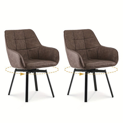 Draaibare Eetkamerstoelen – Armstoel – Stoel Met Armleuningen – Eetstoel – Loungestoel – Set Van 2 – Kunstleer Bekleding – 360° Draaibaar Met Memory Foam Zitting