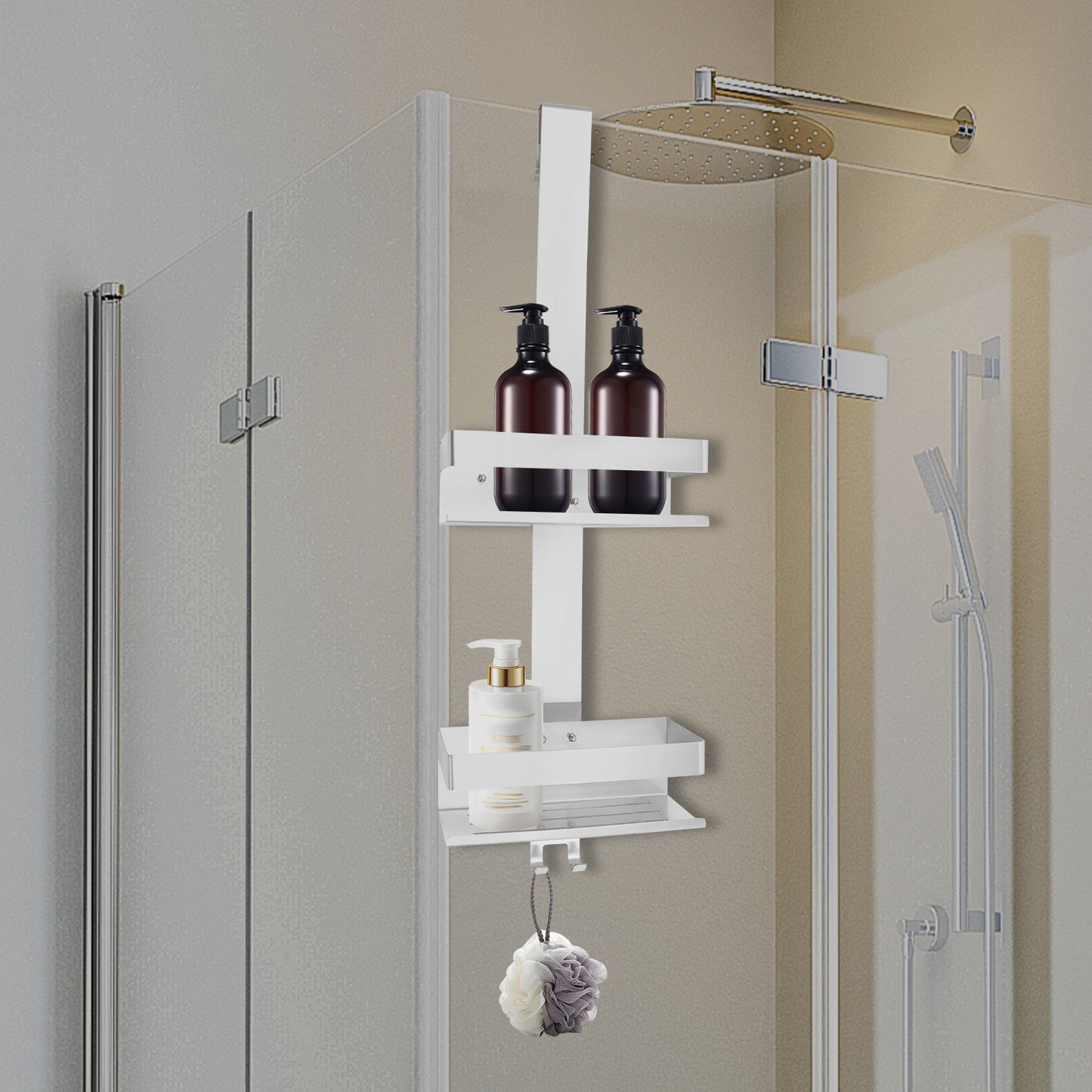 Badkamerplank – Badkamerrek – Wandplank – Planchet – Opbergkast – Roestvrij Staal – 2-Laags – 23x10x74 cm – Zilver