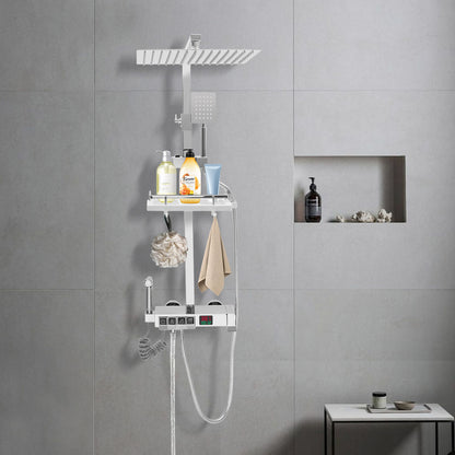Douche Systeem – Regendouche – Doucheset – Handdouche – Douchekraan – 20x20 cm Regendouchekop – LED Temperatuurdisplay