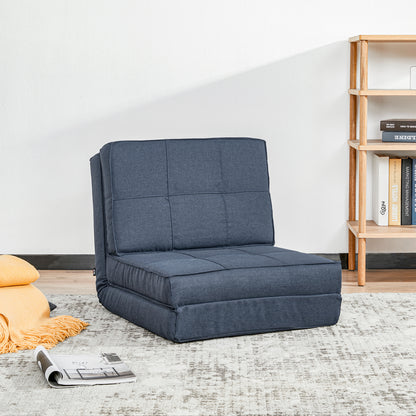Vloerstoel – Vloerzetel – Loungestoel – Relaxstoel – Ligstoel – 5-Posities Verstelbare Rugleuning – Inclusief Compact Opvouwbaar Ontwerp – Donkerblauw