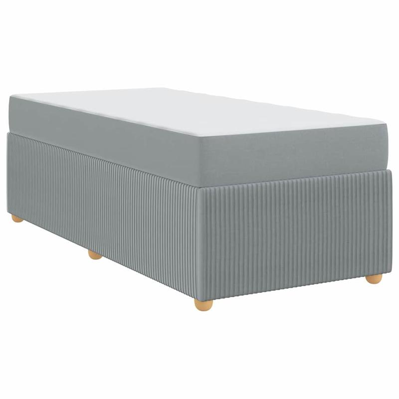 Bedframe – Bed – Tweepersoonsbed – Platformbed – Opbergbed – Lichtgrijs – Met Matras – 90x200 cm – Gestoffeerd Met Corduroy – Ruime Opbergruimte Onderbed