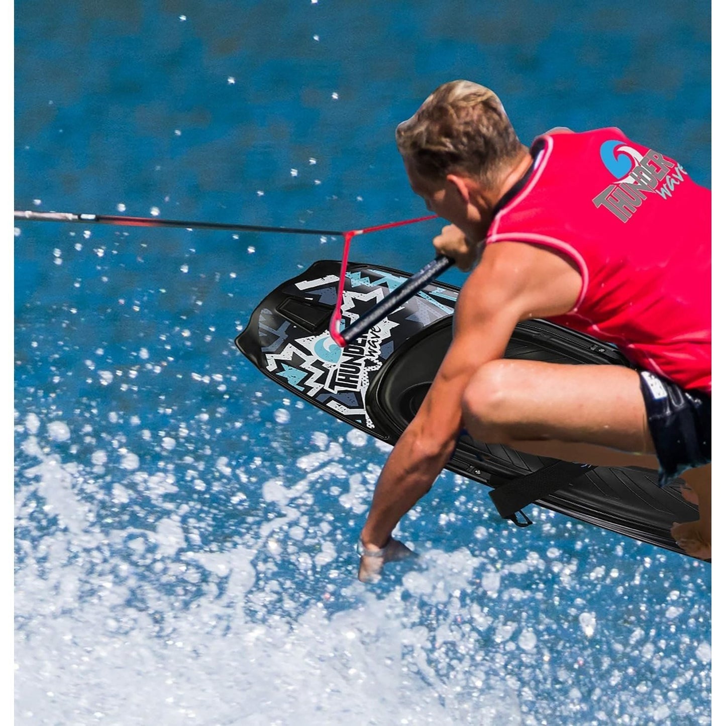 Kneeboard – Watersport Board – Kniesurfboard – Bodyboard – Waterplank – Zwart/Blauw – Ultralicht Gewicht – Inclusief Verstelbare Veiligheidsband