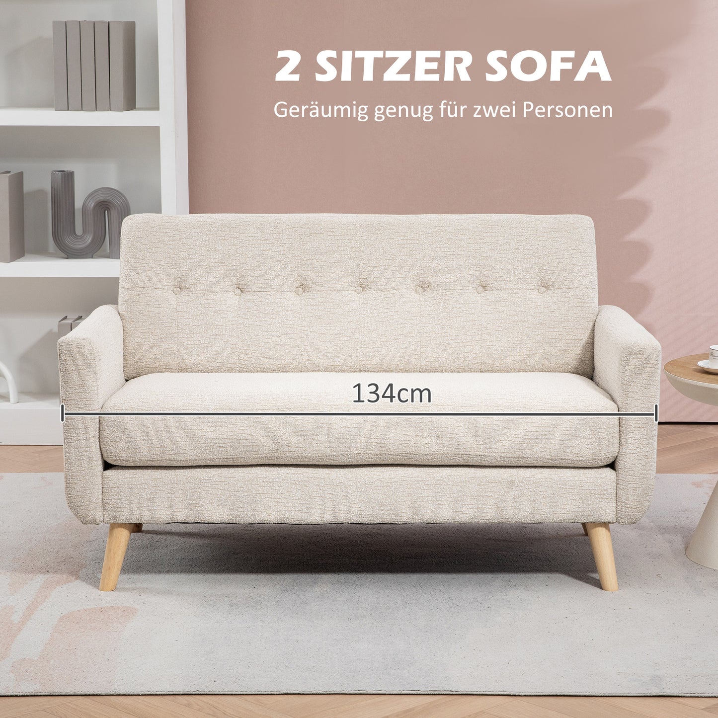 Bankstel 2-Zitsbank – Loveseat – Zitbank – Sofa – Tweezits – Fluweelzachte Polyester Bekleding – Stevig Houten Frame