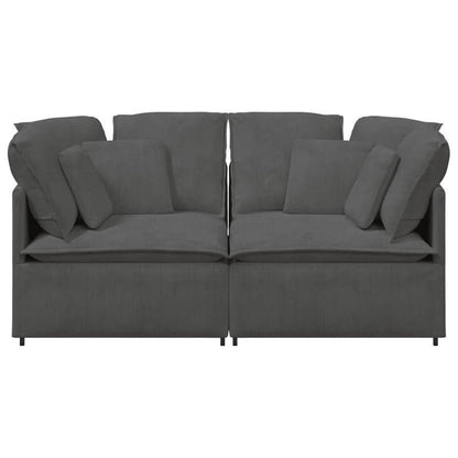 Modulaire Bank – Hoekbank – Zitbank – Modulair Sofa – Bankstel – Donkergrijs Corduroy – Stevige Houten Basis – Losse Kussens