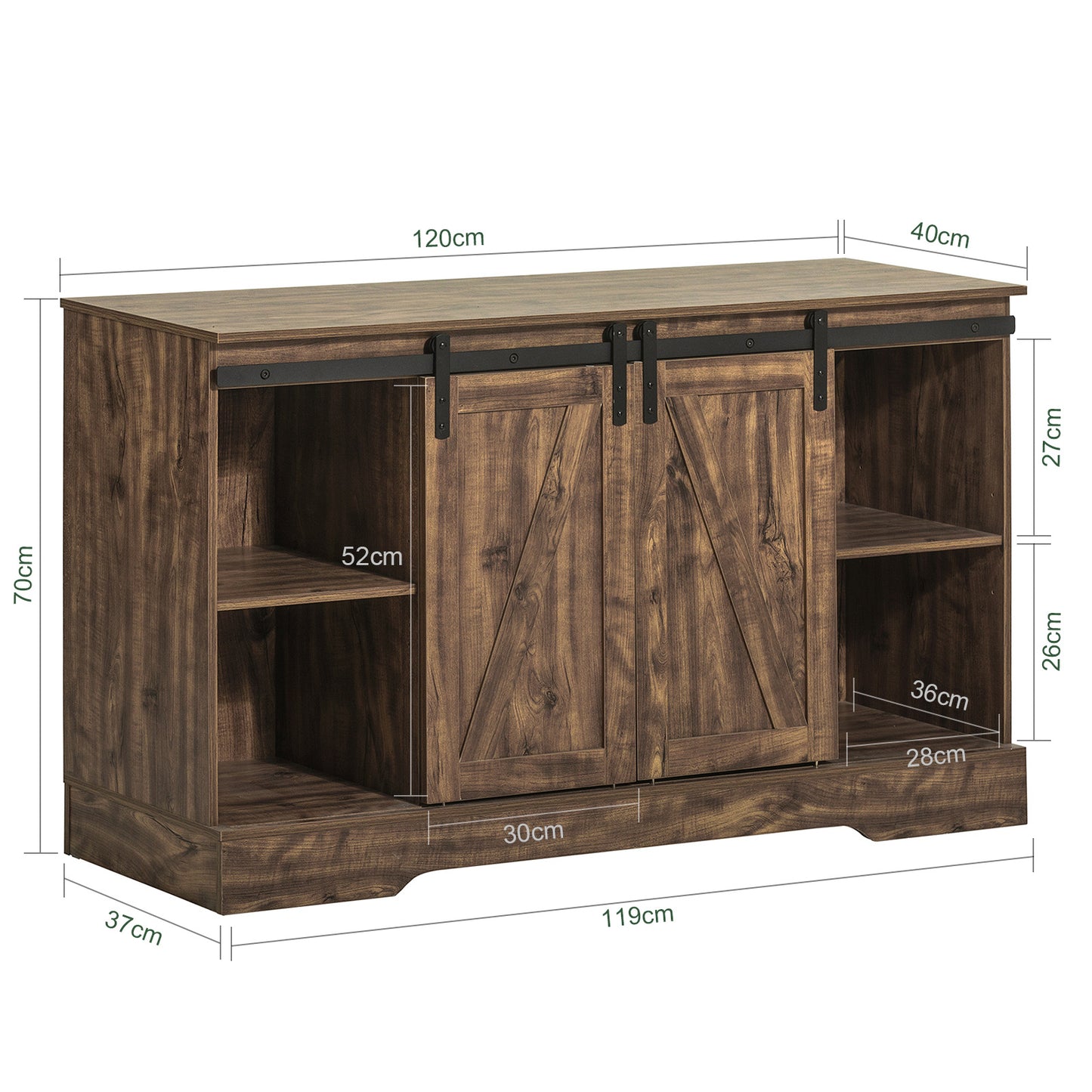 Kast met Schuifdeuren – Opbergkast – Dressoir – Boekenkast – Schoenenkast – Verstelbare Planken – Ruimtebesparend Design – 120x70x40 cm