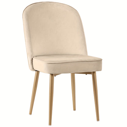 Eetkamerstoelen – Stoelen – Dining Chairs – Zitmeubels – Velvet Stoelen – Set van 2 – Beige Fluweel – Gouden Metalen Poten