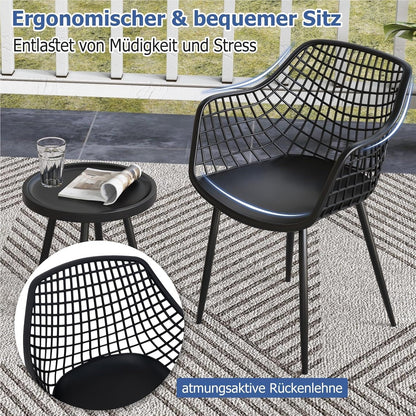 Balkonset – Tuinmeubelset – Balkonmeubelen – Loungeset – Buitenset – Weerbestendig – Met Metalen Frame En Ergonomische Stoelen – Zwart