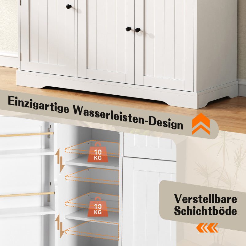 Dressoir – Sideboard – Buffetkast – Opbergkast – Woonkamerkast – Modern Elegant – 3 Deuren + Lade – MDF Wit – Verstelbare Planken – 40 KG Draagvermogen