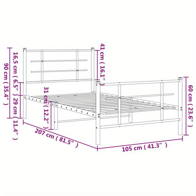 Bedframe – Metalen Bedframe – Verstelbaar Bed – Slaapbank – Bedbodem – 100x200 cm – Robuust Metaal – Eenvoudige Montage