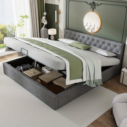 Samtpolsterbett – Tweepersoonsbed – Bed – Slaapbed – Boxspring – 180x200 cm – Gestoffeerd Met Hydraulische Opbergruimte