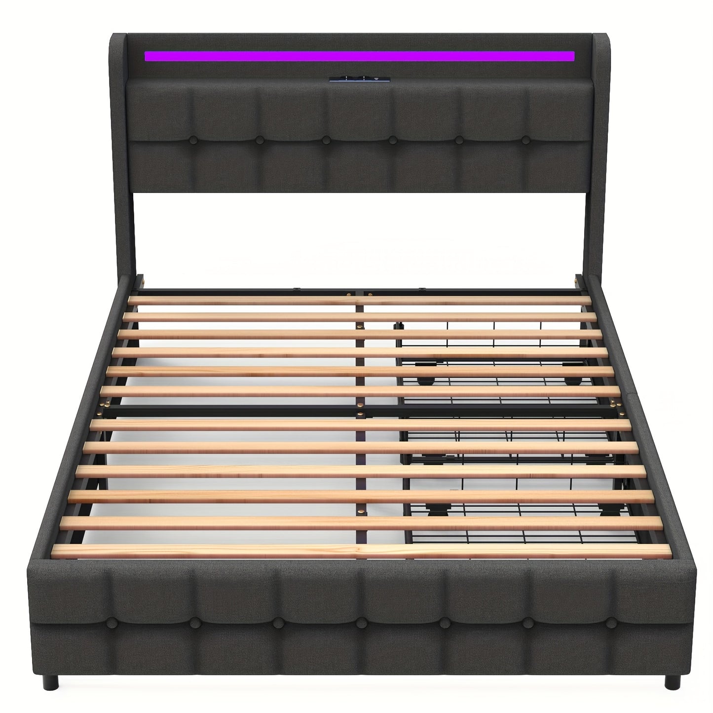 Eenpersoonsbed – Bedframe – Single Bed – Opbergbed – Slaapbank – 90x200 cm – Met 2 Opberglades – Stevige Houten Lattenbodem