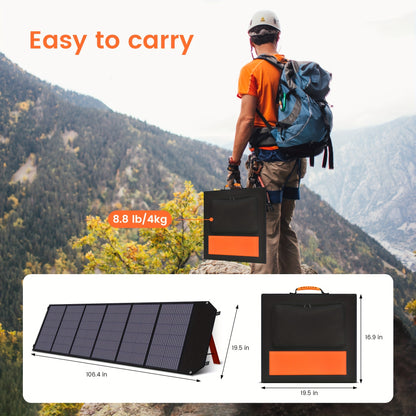 200W Zonnepaneel – Vouwbaar Zonnepaneel – Monokristallijn Solar Panel – Draagbaar Solar Charger – Mobiele Zonne-energie – Hoog Rendement – Inclusief PD Box & MC4 Kabel