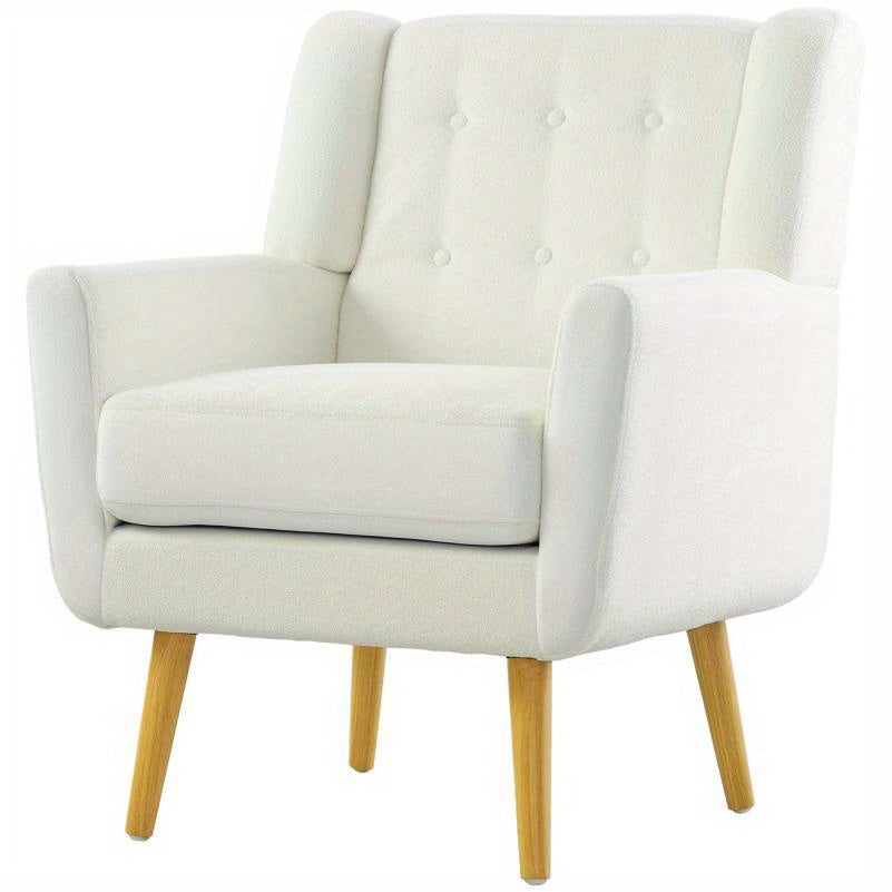 Lounge Fauteuil – Relaxstoel – Leunstoel – Clubstoel – Wingchair – Teddy Fleece Bekleding – Houten Poten – Vierkant Model – Zonder Stroom – Zachte Kussenzitting