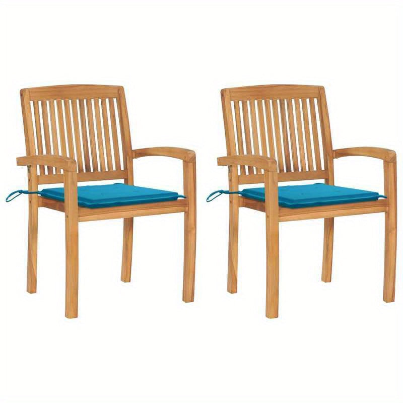 Sedie da Giardino 2 pz con Cuscini Blu Massello di Teak, Backyard Decor, Outdoor Furniture, Classic Design, Traditional Furniture, Handcrafted Furniture, Comfortable Seating, Cushioned Chairs, Homeowners