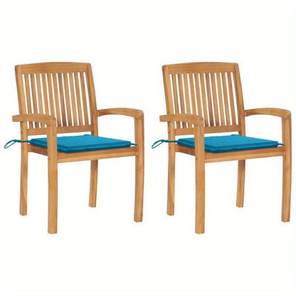 Sedie da Giardino 2 pz con Cuscini Blu Massello di Teak, Backyard Decor, Outdoor Furniture, Classic Design, Traditional Furniture, Handcrafted Furniture, Comfortable Seating, Cushioned Chairs, Homeowners