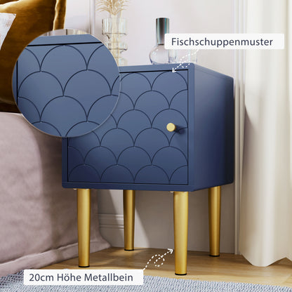 Nachtkastje – Bedkastje – Bijzettafel – Side Table – Navy Blue – Set Van 2 – Stevig Spaanplaat – Ruime Lades 50x35x35 cm