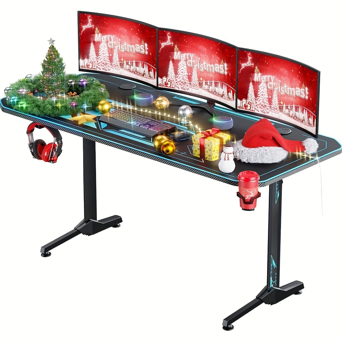 Gaming Bureau – Game Tafel – PC Bureau – Computertafel – Gamer Desk – Ergonomisch Ontwerp – Carbon Fiber Muismat 160 x 75 x 75 cm