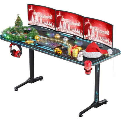Gaming Bureau – Game Tafel – PC Bureau – Computertafel – Gamer Desk – Ergonomisch Ontwerp – Carbon Fiber Muismat 160 x 75 x 75 cm