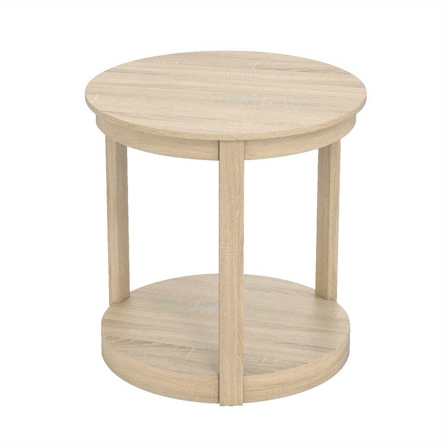 Ronde Salontafel – Koffietafel – Bijzettafel – Nachtkastje – Tafel – 2-Laags Opbergniveau – Rubberhout En MDF – Vintage Landelijke Stijl – 60,5 cm Diameter – 91 kg Draagkracht