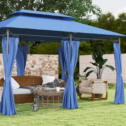 Tuinpaviljoen – Tuinoverkapping – Partytent – Prieel – Pergola – Blauw – Dubbel Dak Voor Optimale Ventilatie – 3x4 Meter Ruimte Voor 12 Personen