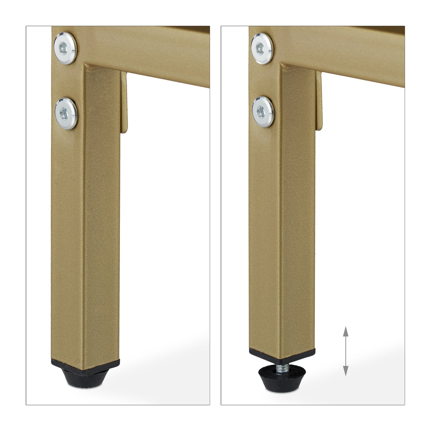 Sidetafel – Bijzettafel – Wandtafel – Haltafel – Consoletafel – Gouden Metalen Frame – Zwart Houten Blad – 2 Lades – Compact 80x110x40 cm