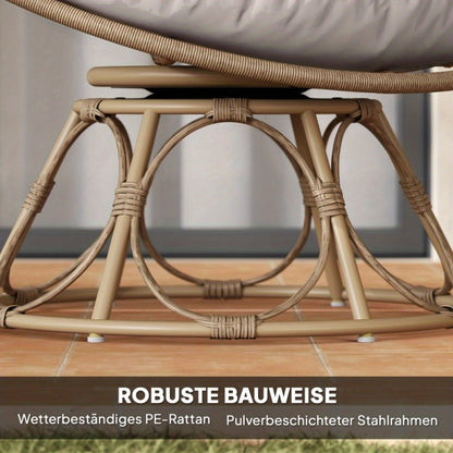 Rotan Loungestoel – Tuinstoel – Fauteuil – Balkonstoel – Draaistoel – 360° Draaibaar – Diameter 120 cm – Weerbestendig – Handgevlochten