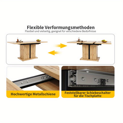 Uitklaptafel – Klaptafel – Inklapbare Tafel – Vouwtafel – Eettafel – Uitschuifbaar 119-158,5 cm – Ruimtebesparend Design – Natuurlijk Hout MDF