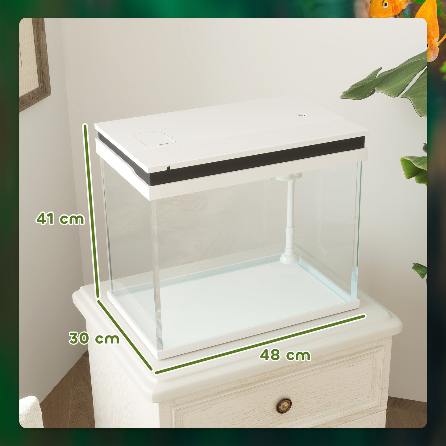 Aquarium – Visbak – Vistank – Aquariumset – Aquariumkast – 41 Liter Inhoud – Kleurveranderende LED Verlichting – Filter Systeem – Wit
