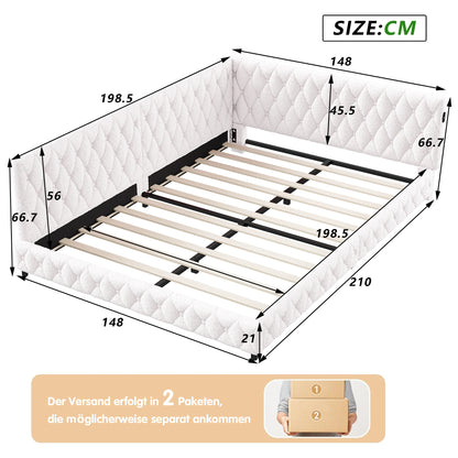 Upholstered Bed – Bedbank – Sofa Bed – Daybed – Slaapbank – Teddy Velours Stof – 140x200 cm Met Lattenbodem