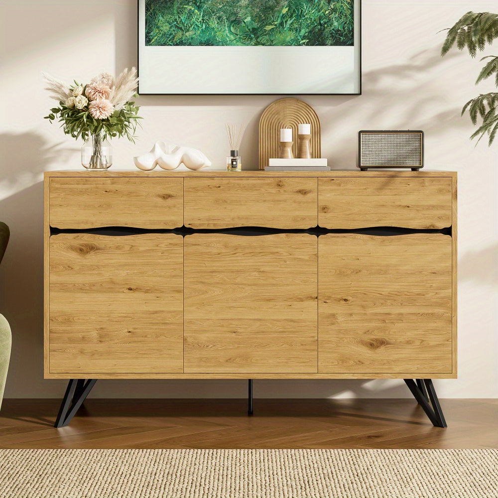 Opbergkast – Opbergmeubel – Kast – Bergkast – Dressoir – Modern – 3 Deuren – Beige – Stevige Poten – Onderhoudsvriendelijk Kunststof