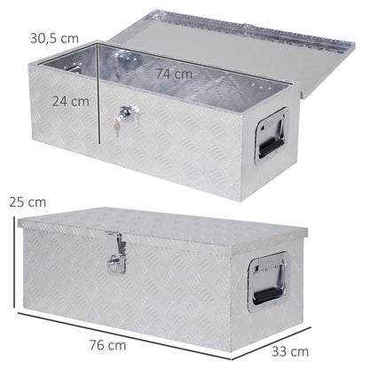 Aluminium Gereedschapskist – Opbergkist – Transportkist – Toolbox – Werkplaatskist – Ingebouwd Slot – 76 x 33 x 25 cm