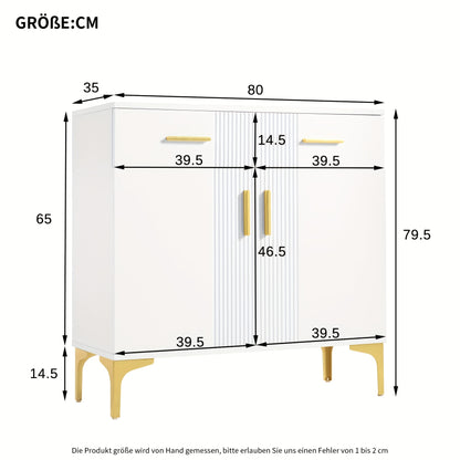 Modern Sideboard with 2 Doors And 2 Drawers - Storage Cabinet with Metal Handles And Metal Feet for Living Room, Hallway Or Dining Room.