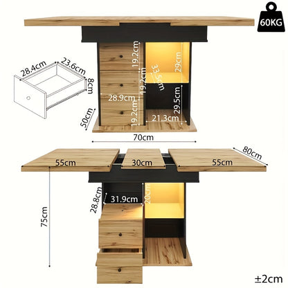 Vouwtafel – Klaptafel – Campingtafel – Tuintafel – Kampeertafel – Inklapbaar – Ruimtebesparend – Zwart – Vierkant – Met Opbergruimte