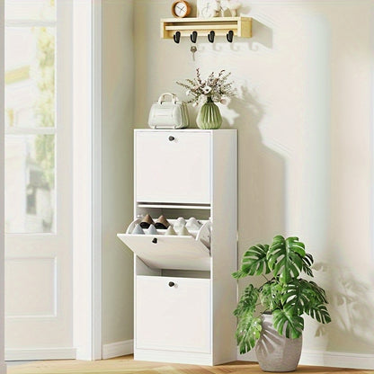 Schoenenkast – Schoenrek – Schoenopberger – Schoenkastje – Schoenenbak – Modern – Smal – Verstelbaar – 12 Paar – Wit – Metaal – 47x26x120 cm