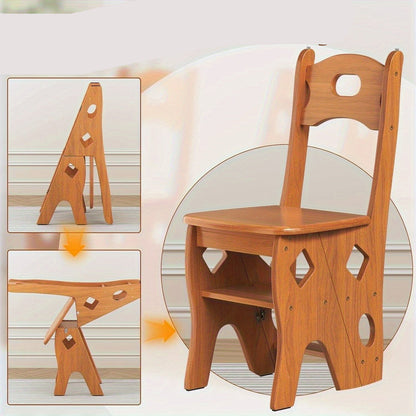 Opvouwbare 4-Traps Librarisladder – Houten Trapje – Opklapbare Ladder – Boekenkastladder – Bloemenrek – Duurzaam Hardhout – Ruimtebesparend en Multifunctioneel – Honingkleur